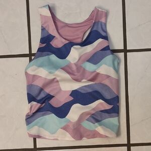 Athletic Works Pink and Blue Fitted Sleeveless Tank Top